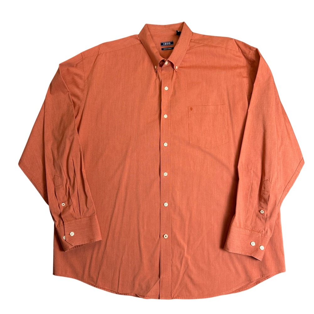 IZOD Mens XXL Premium Essentials Orange Micro Stripe Button Down Shirt 45GW140